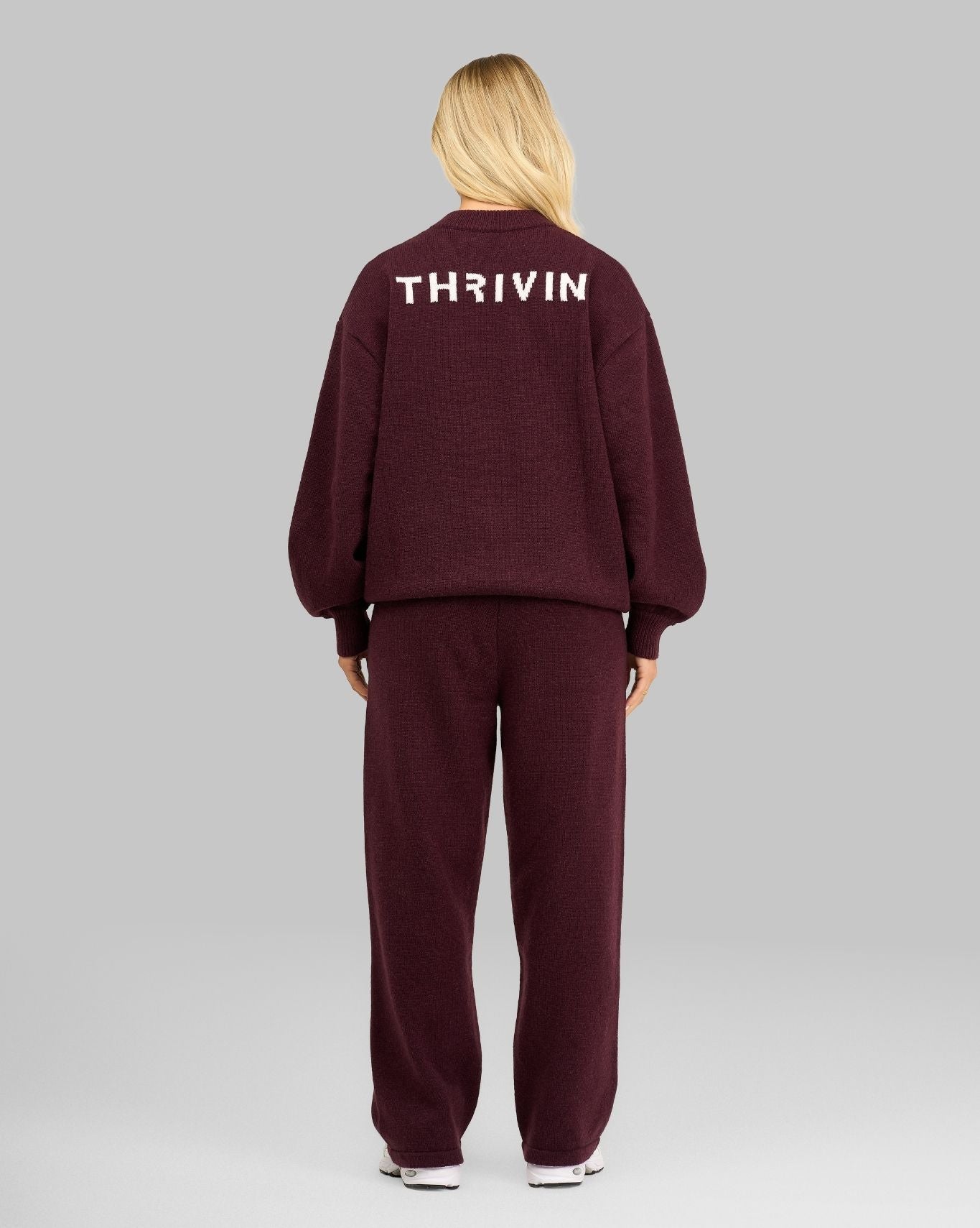 Essential Knitted Wide Leg Trouser | Winter Plum